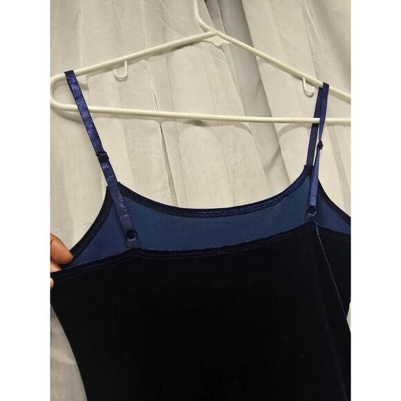 Vintage Y2K Bebe Maxi Slip Dress Navy Blue Velvet Goth Whimsigoth Vamp Witchy Sm - Picture 4 of 12